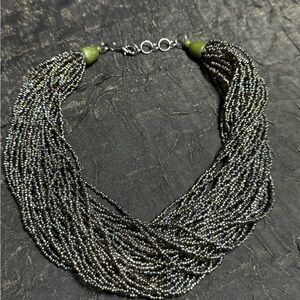 Elegant Vintage Multi-Strand Black and Silver Necklace